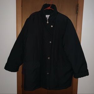 Women’s M Oversized SUE BRETT Black Car Length Zip / Snap Winter Down Coat EXC